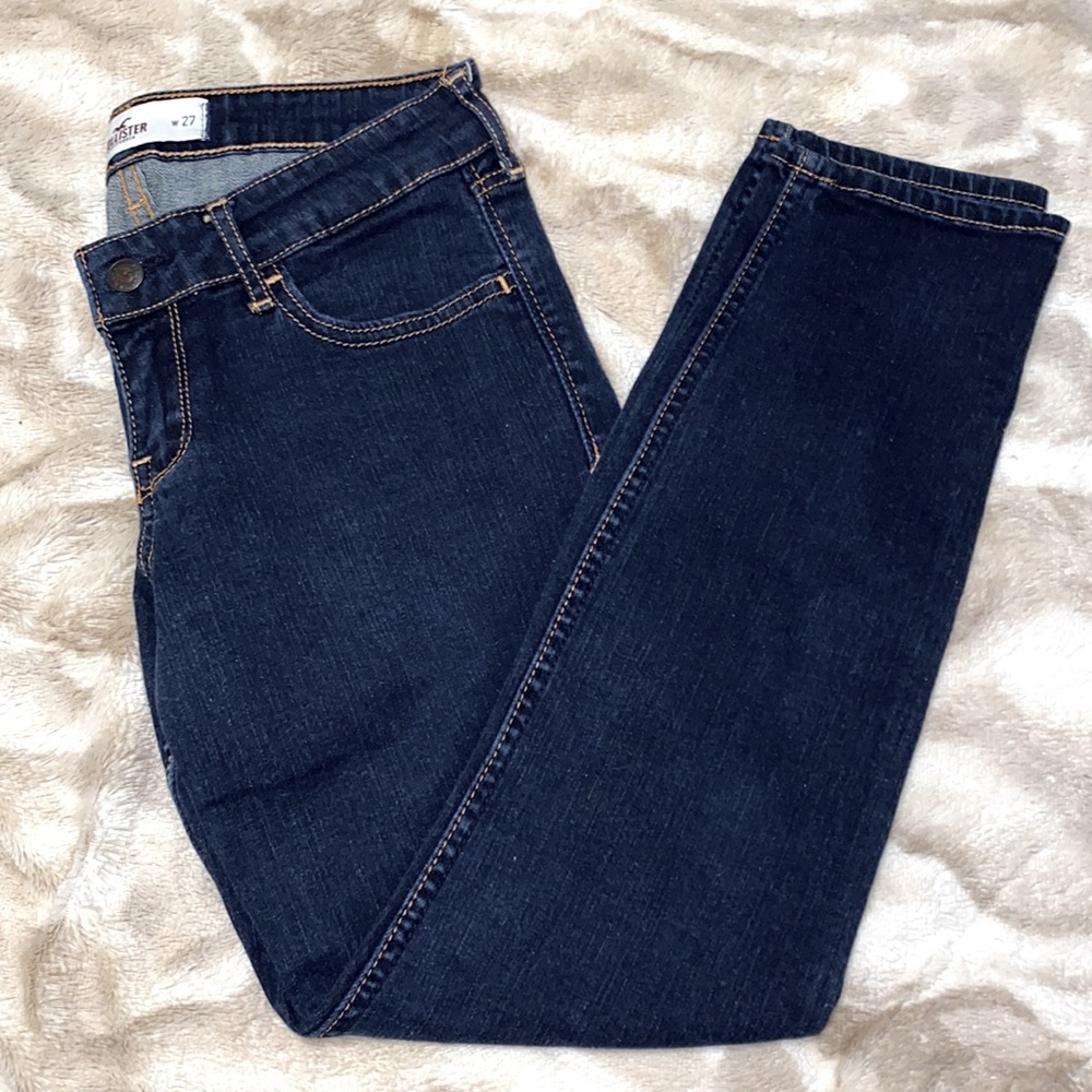 Hollister Nearly New Dark Wash Light Stitch Stretchy Skinny Jean Jeggings Size 5